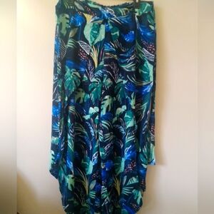 Tropical flower wide leg capris